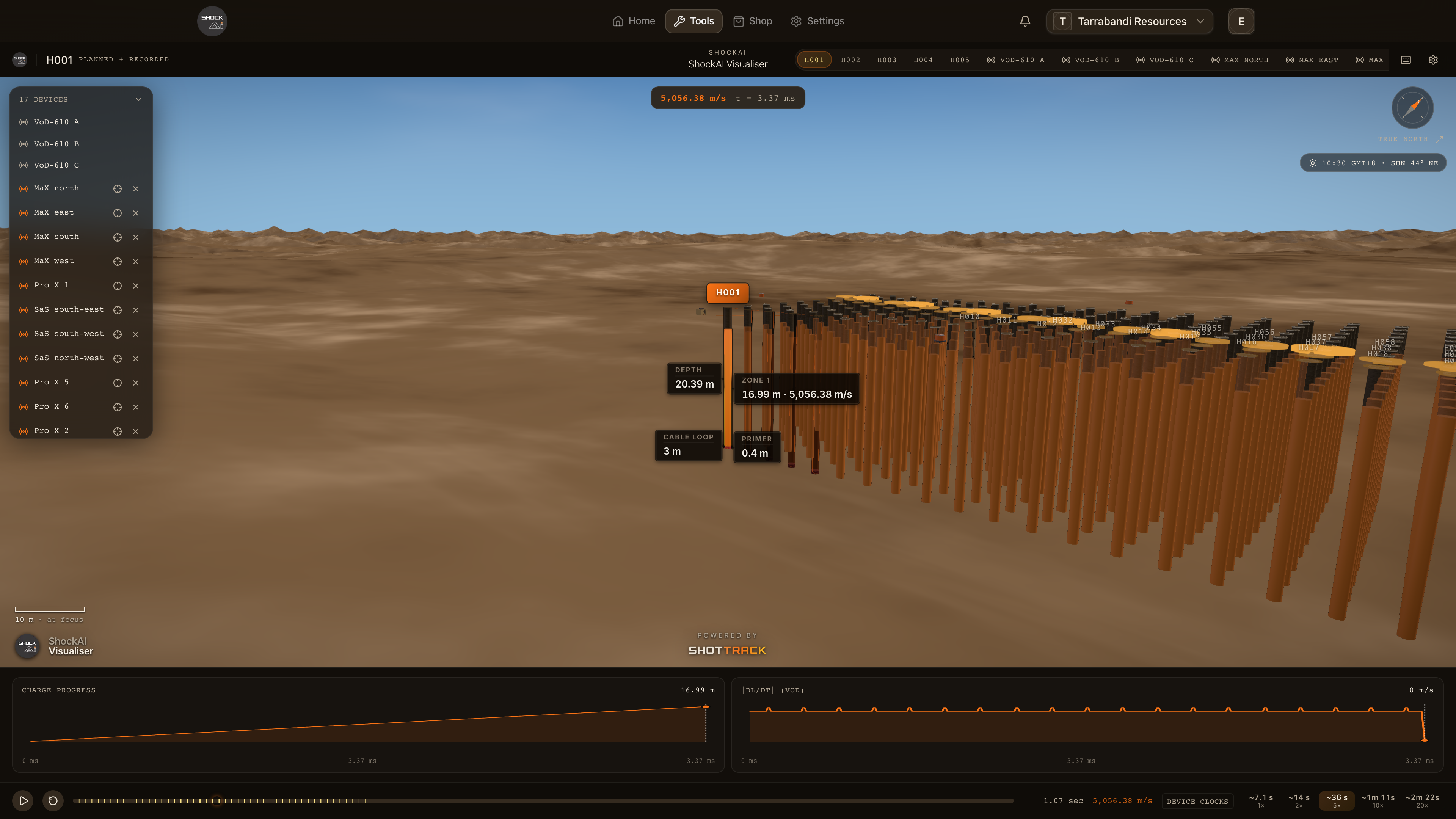 The replay controls: play, restart, the scrubber, the time and the speeds