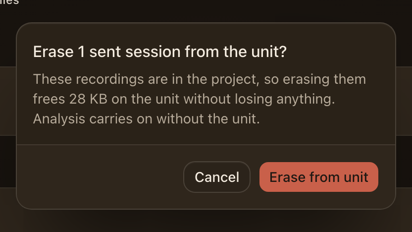 Erase from the unit