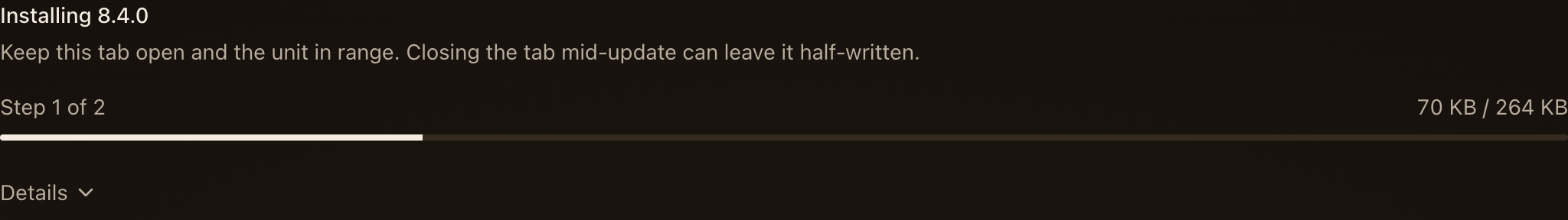 Keep the tab open while it writes