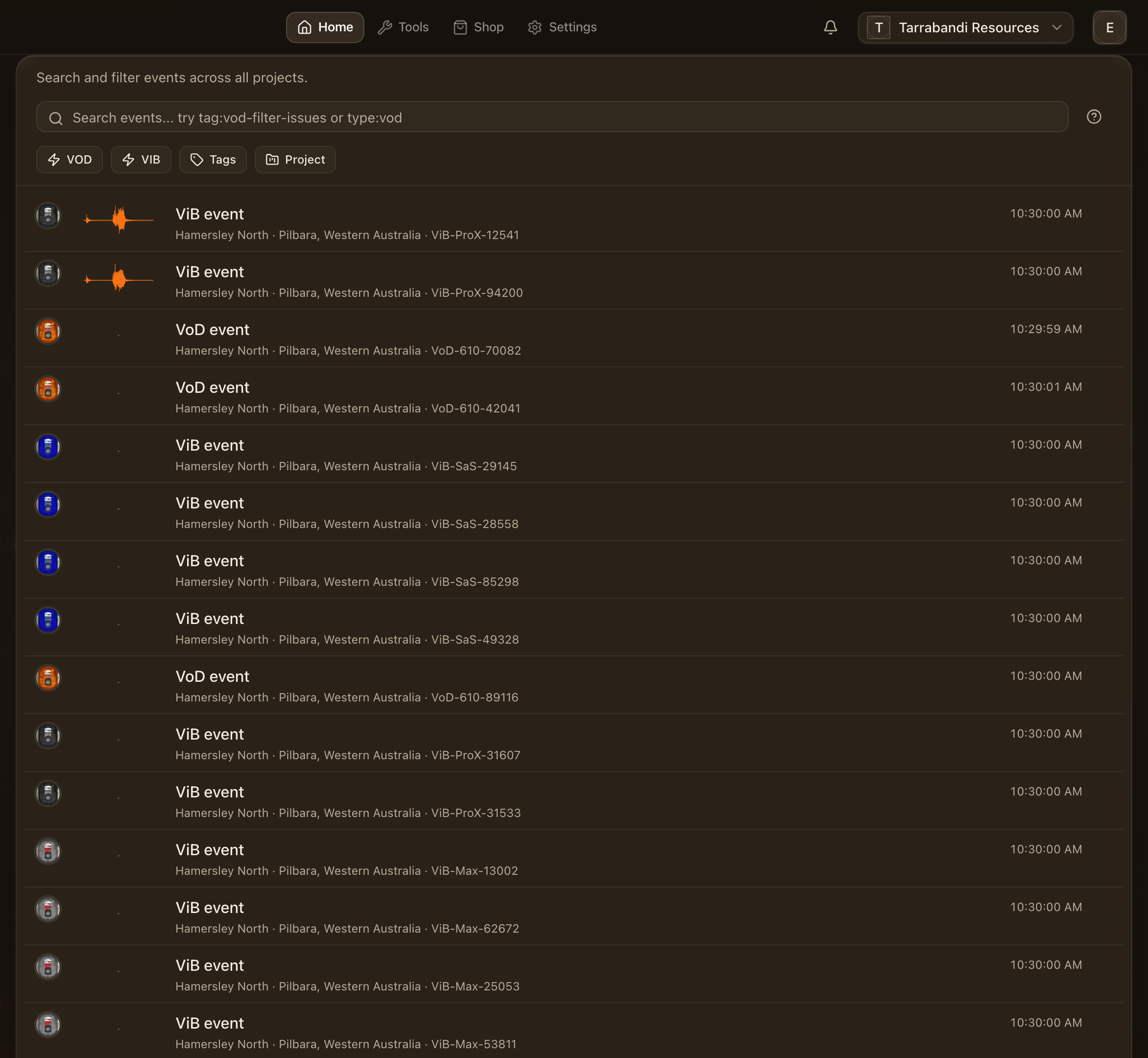 The events directory